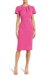 Maggy London Pleated Neck Short Sleeve Sheath Dress at Nordstrom Rack